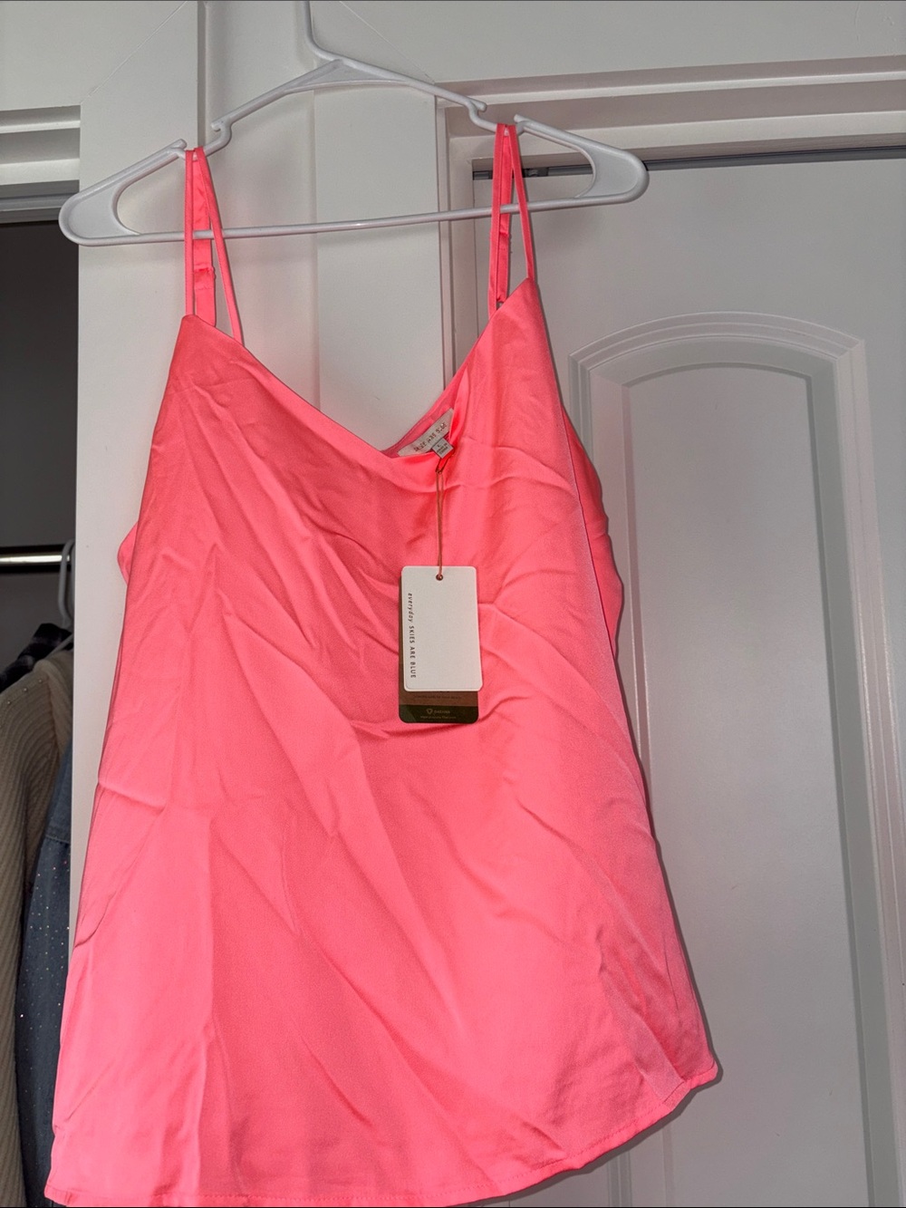 Skies Are Blue Neon Pink Satin Cami Tank